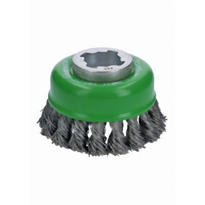 Bosch 3 Inches Wheel Dia. X-LOCK Arbor Stainless Steel Knotted Wire Single Row Cup Brush, 2610053328