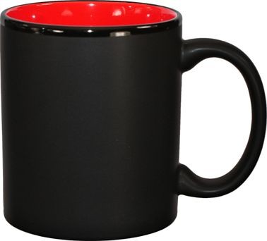 International Tableware Hilo Stoneware Red in/Black Matte out C-Handle Mug (11oz), Red in/Black Matte out, Quantity: 12 pieces, 87168-2904/05MF-05C