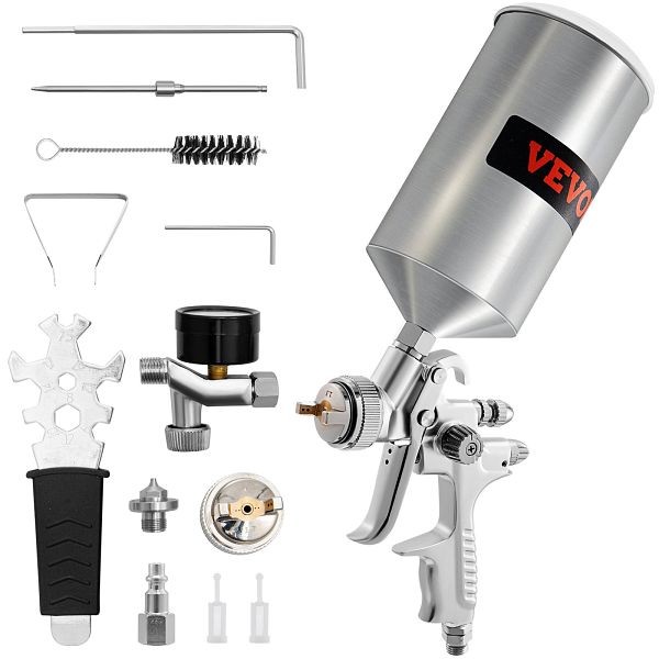 VEVOR HVLP Auto Paint Air Spray Gun Kit Gravity Feed Car Primer 1.3/1.7mm Nozzle, KQPQPQ14MM18MJWU4V1