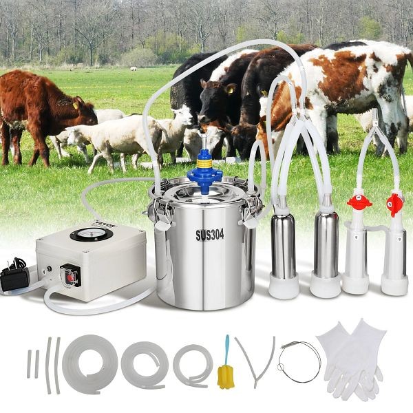 VEVOR Goat Milking Machine, 6 L 304 Stainless Steel Bucket, BXSJNJCD6L304JYI9V1