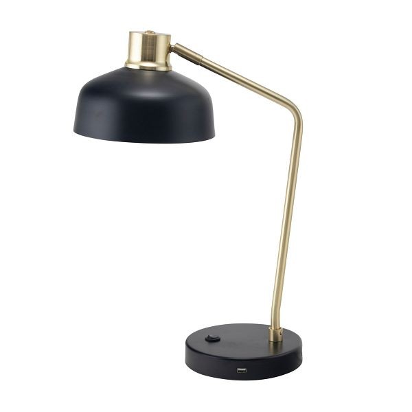 V-LIGHT 20 inch Black and Gold Adjustable LED Lamp with USB Port, SV210815HB