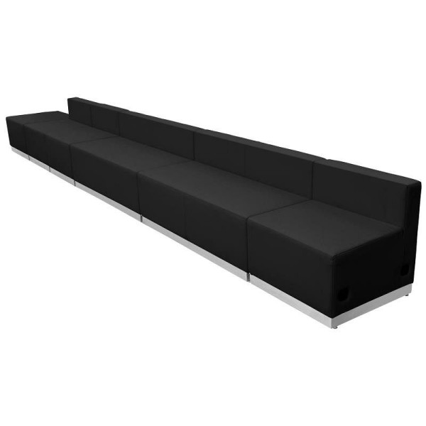 Flash Furniture HERCULES Alon Series Black LeatherSoft Reception Configuration, Fixed Width 204.5", 6 Pieces, ZB-803-490-SET-BK-GG