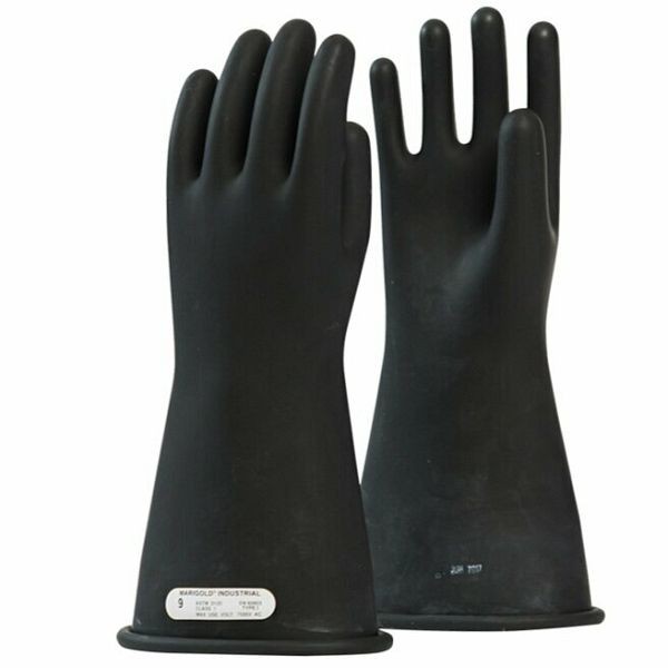 OEL CLASS 1 (7,500 Volts) Rubber Gloves, Sizes: 8, Color: Black, IRG114B8
