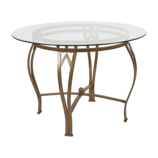 Flash Furniture Syracuse 42'' Round Glass Dining Table with Matte Gold Metal Frame, XU-TBG-9-GG
