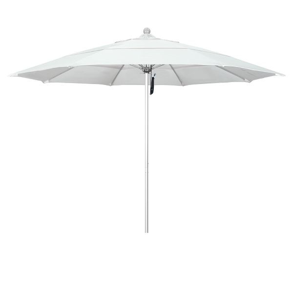 California Umbrella 11' Venture Series Patio Umbrella, Silver Anodized Aluminum Pole, Pulley Lift, Sunbrella 1A Natural Fabric, ALTO118002-5404-DWV
