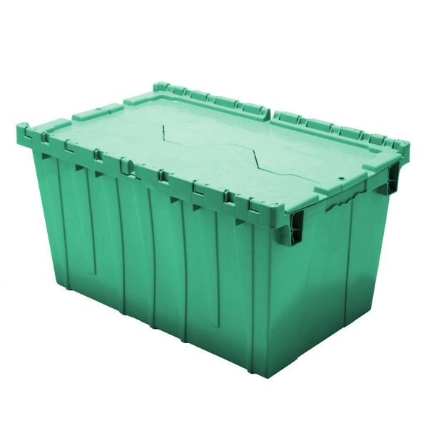 Reusable Transport Packaging Handheld Attached Lid Containers - Green, 21 x 15 x 12, DCNA02-211512-GRN