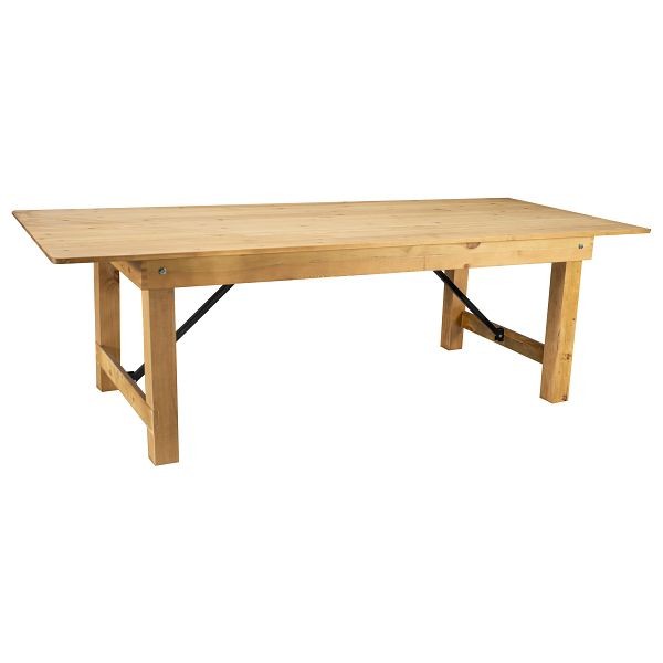 Flash Furniture HERCULES 8' x 40" Rectangular Antique Rustic Light Natural Solid Pine Folding Farm Table, XA-F-96X40-LN-GG