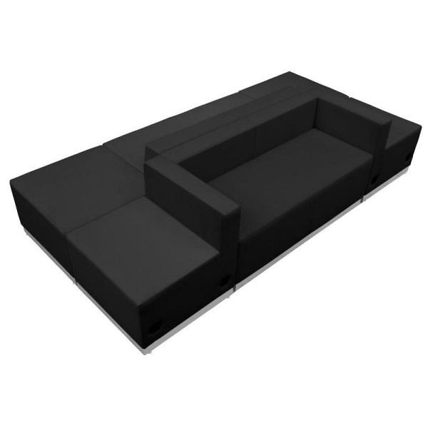 Flash Furniture HERCULES Alon Series Black LeatherSoft Reception Configuration, Maximum Depth 51", 6 Pieces, ZB-803-500-SET-BK-GG