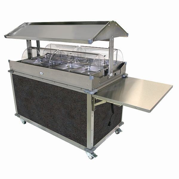 Cadco MobileServ 4 Bay Deluxe Grab & Go Cart, Stainless / Grey Laminate Panels, CBC-GG-4-L3