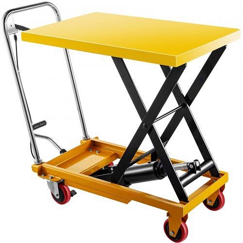 VEVOR Hydraulic Lift Table Cart, 600lbs Capacity Hydraulic Scissor Cart, 28.5" Lifting Height, Single Scissor Lift Cart, YYSJPTC600BHS0001V0