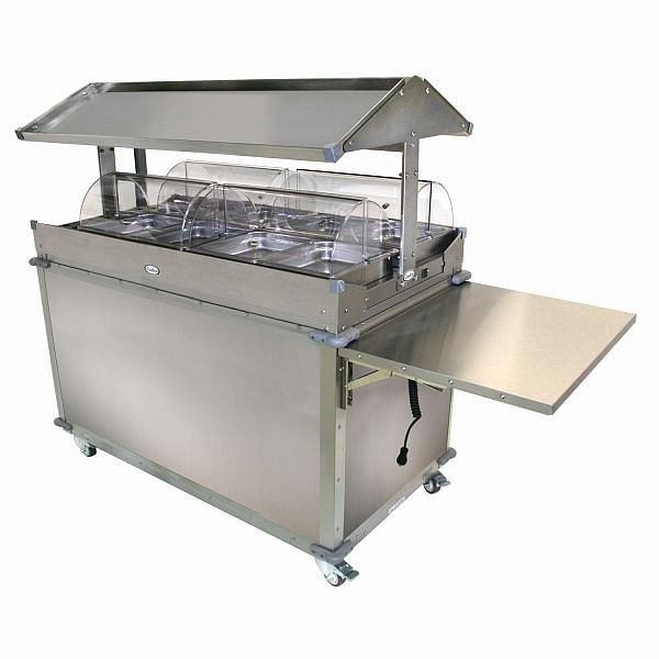 Cadco MobileServ 4 Bay Deluxe Grab & Go Cart, Stainless Laminate Panels, CBC-GG-4-LST