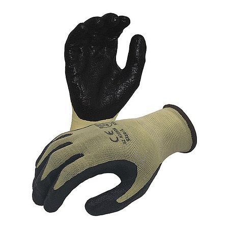 COMMANDER X2 13-G Yellow Seamless ANSI A2 Cut Resistant Glove with Black Tackey-Foam Nitrile Palm/Finger, Size: S, Quantity: 12 Pair, N10528-S
