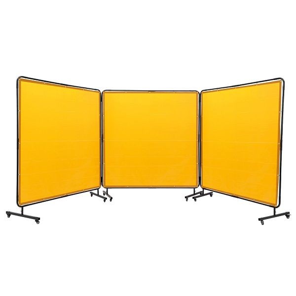 VEVOR Welding Screen with Frame 3 Panel 6' x 6' Welding Curtain Screen 12 Wheels, Yellow, SMSHJPF6X6YCWSVG1V0