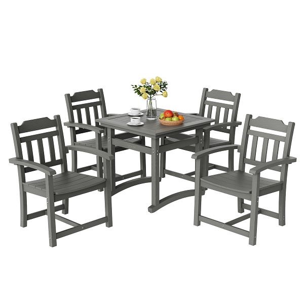 VEVOR 5 Pieces Patio Dining Set, Outdoor Square Furniture Table and Chairs, All Weather Garden Furniture Table Sets, LTCZYQHSSL4S5YFPUV0