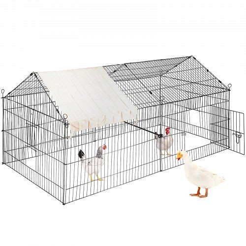 VEVOR Chicken Coop Run Cage 87x41.7x41" Metal Small Animal Playpen Enclosure, JS865X405X4052KLUV0