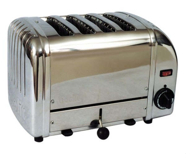 Cadco Standard 4-Slot Toaster, Manual Eject, Stainless Steel, CTS-4(220)