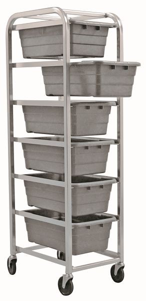 Quantum Storage Systems Tub Rack, mobile, 60 lb. weight capacity per bin, end loading, holds (6) TUB2516-8 gray tubs (included), TR6-2516-8GY