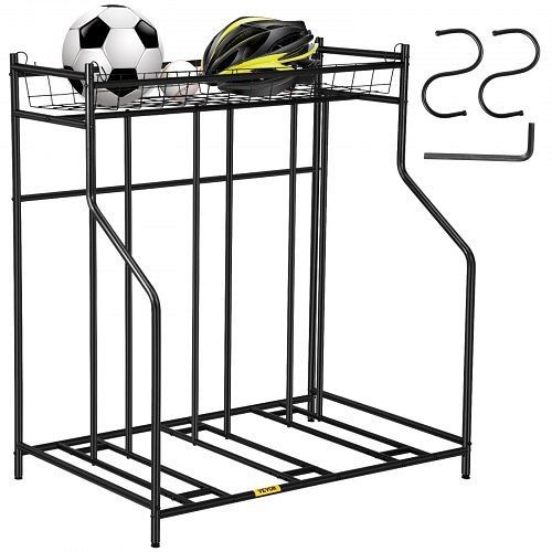 VEVOR Bike Rack with Storage Bike Stand for Garage for 3-Bike Freestanding Metal, DCCJDZXCCFJG3MDS1V0