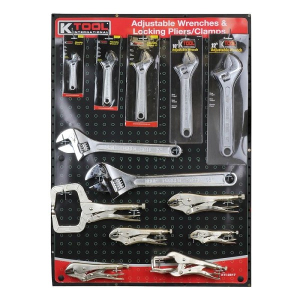 K Tool International Adjustable Wrench & Pliers Display, KTI0817