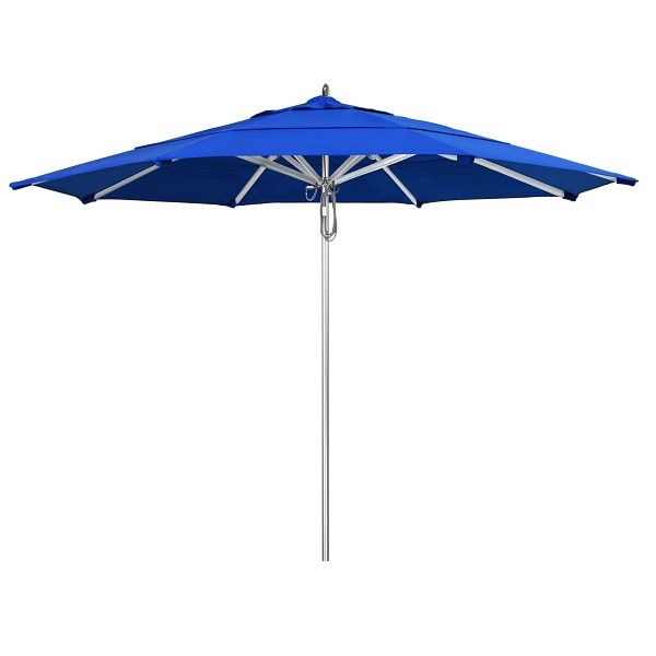 California Umbrella 11' Rodeo Series Patio Umbrella, Aluminum Ribs Pulley Lift, Sunbrella 1A Pacific Blue Fabric, AAT118A002-5401-DWV