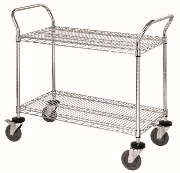 Quantum Storage Systems Utility Cart, 36x18x37-1/2", (2)shelves, 1200Lbs, 304 stainless steel finish, NSF, WRC-1836-2S