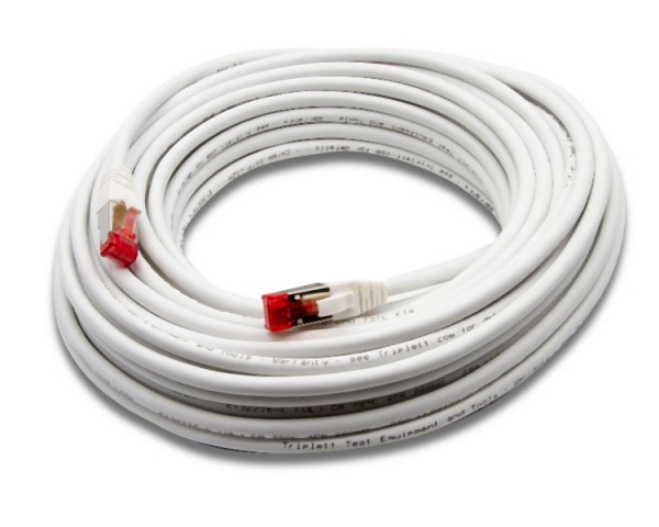Triplett CAT 6A 10GBPS Professional Grade, SSTP 26AWG Patch Cable 50' White, CAT6A-50WH