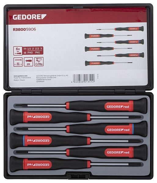 GEDORE red R38005906 2C-Electronic Screwdriver set 6 pieces, 3301351