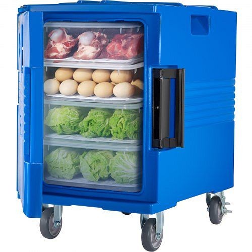 VEVOR Insulated Food Pan Carrier Front Load Catering Box with Wheels 82qt Blue, SPBWXL90-C90L781AV0