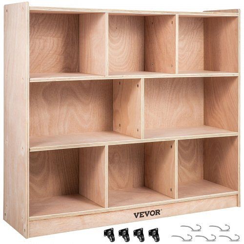 VEVOR Classroom Storage Cabinet Preschool Storage Shelves Wooden 8 Grids Toys Books, CWG8GETCWG0000001V0