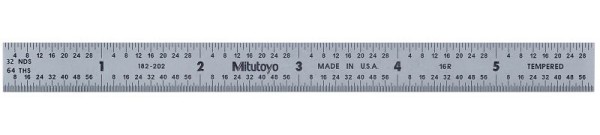 Mitutoyo Steel Rule, 6 In, 16R, 1/2 In Wide, Flex, 182-202