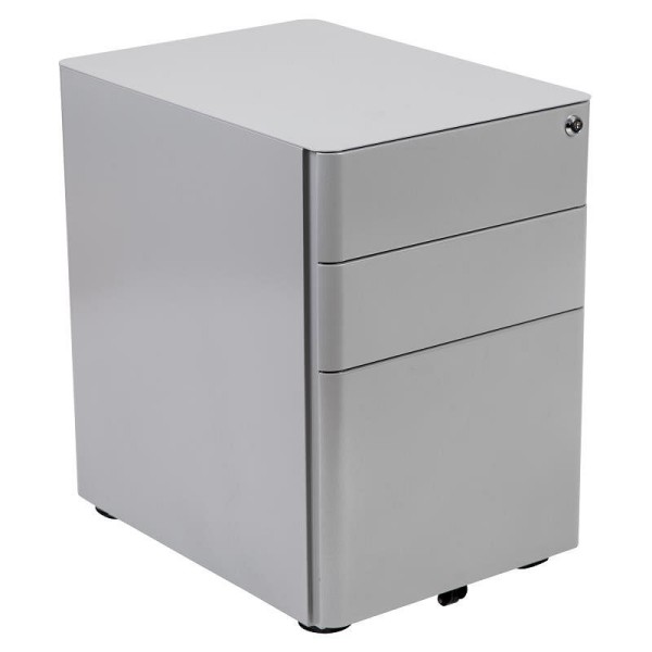 Flash Furniture Warner Modern 3-Drawer Mobile Locking Filing Cabinet, Anti-Tilt Mechanism & Hanging Drawer for Legal/Letter Files, Gray, HZ-CHPL-01-GRY-GG