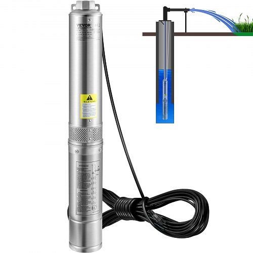 VEVOR Deep Well Submersible Pump Stainless Steel Water Pump 2HP 230V 37GPM 427ft, Built-in, SJQSBMBNZMC22E35HV4