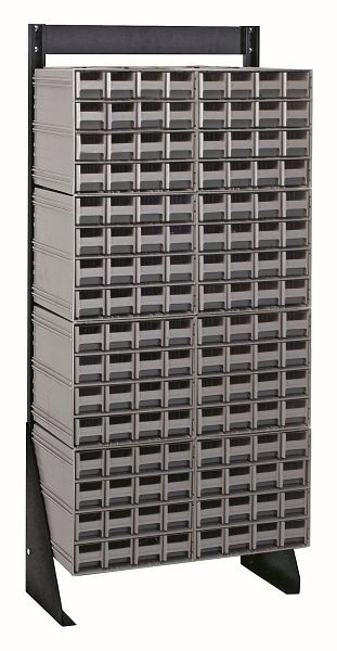 Quantum Storage Systems Interlocking Storage Cabinets Floor Stand, single sided, 12"D x 23-5/8"W x 52"H, includes (128) gray drawers, QIC-148-161GY