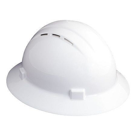 ERB Safety Full Brim Hard Hat, Type 1, Class C, Ratchet (4-Point), White, 12 Pieces, 19431