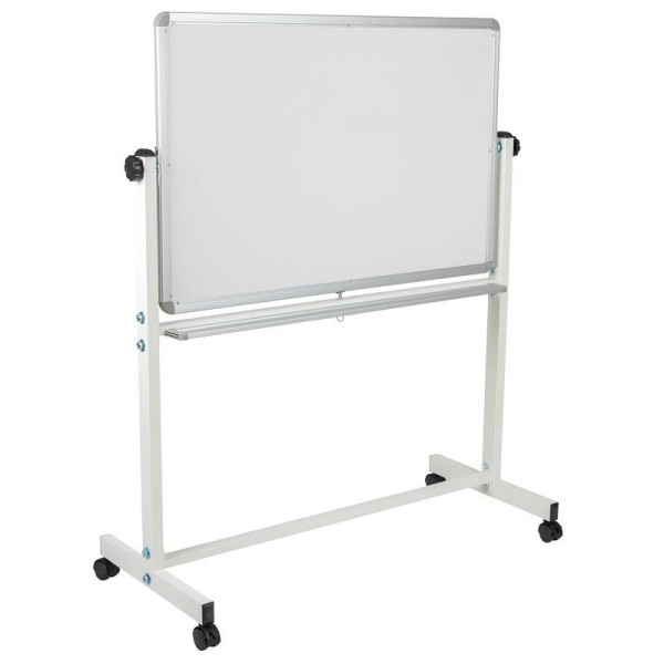 Flash Furniture HERCULES Series 45.25"W x 54.75"H Double-Sided Mobile White Board with Pen Tray, YU-YCI-001-GG