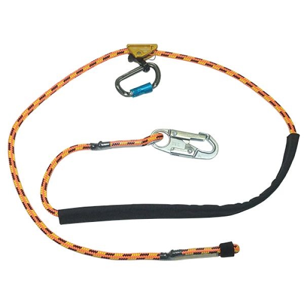 Bashlin Adjustable Rope Positioning Lanyard with 90° Twist, Standard Steel Snaphook and Braided Rope with PVC Wear Cover, 4019NX-8