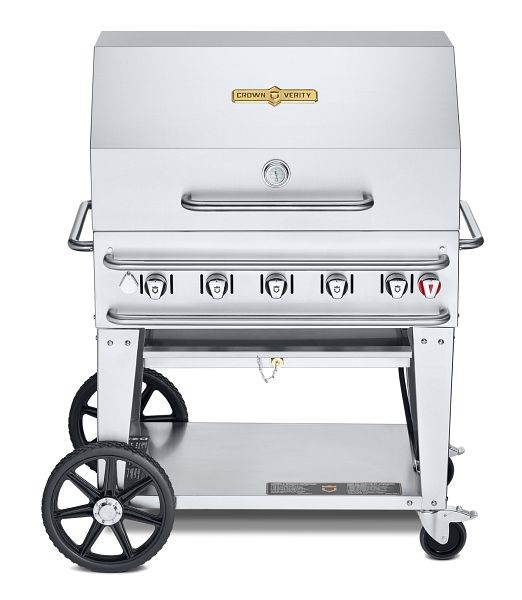 Crown Verity 36" Rental Grill, Propane, with 36” Roll Dome and Bun Rack, CV-RCB-36RDP