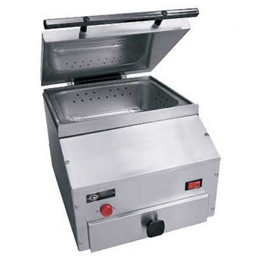 EmberGlo 12 3/8" x 14" x 18 3/4" Stainless Steel Countertop Steamer with Self-Contained Water Supply - 120V, 1500 Watts, ES5PBS