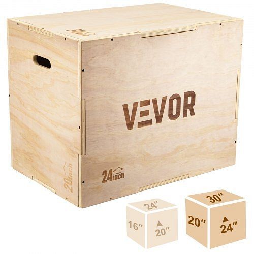 VEVOR 3 in 1 Wood Plyo Box, 30" x 24" x 20" Plyometric Jump Box,Easy-to-Assemble Plyo Box for Jumping Trainers, 30X20X24YCTX00001V0