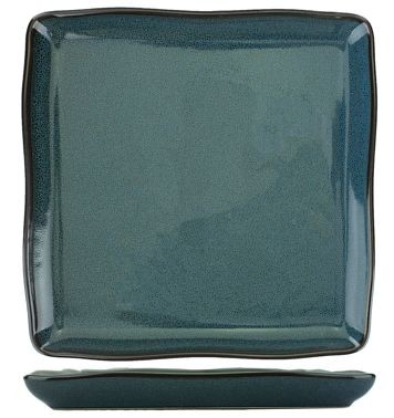 International Tableware Luna Stoneware Midnight Blue Square Plate 10", Midnight Blue with Black Trim and Speckles, Quantity: 12 pieces, LU-22-MI