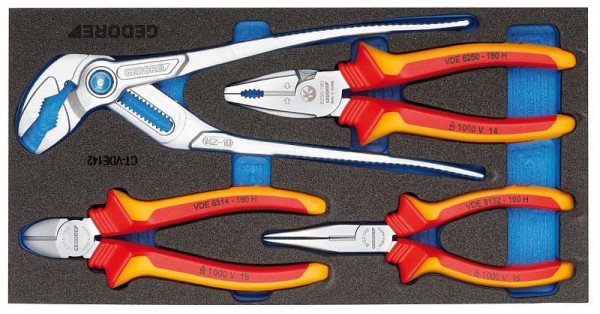 GEDORE 1500 CT1-VDE 142 VDE Pliers set in 1/3 Check-Tool-Module, 2309033