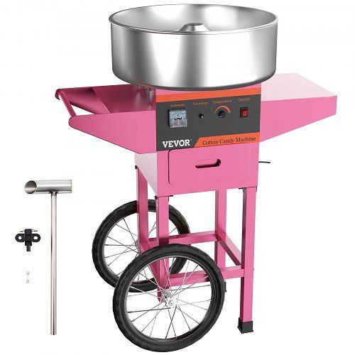 VEVOR Electric Cotton Candy Maker with Cart Commercial Festival Sugar Floss Machine, HCMHTJ00000000001V1