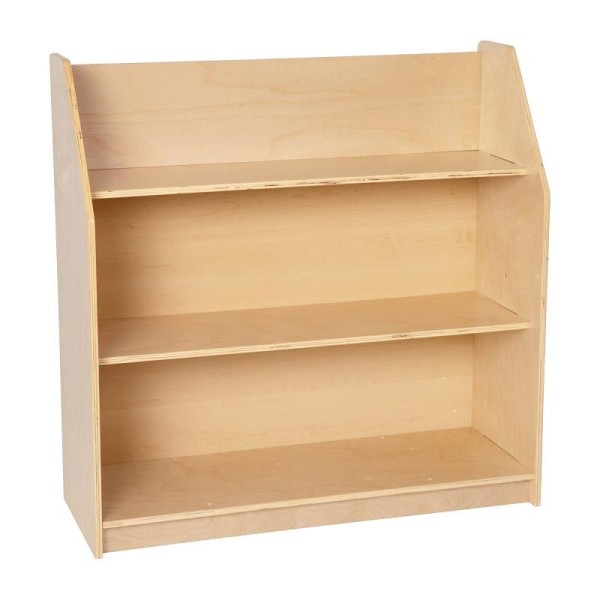 Flash Furniture Hercules Natural Wooden 3 Shelf Book Display with Safe, Kid Friendly Curved Edges - Commercial Grade, MK-STR800H-GG