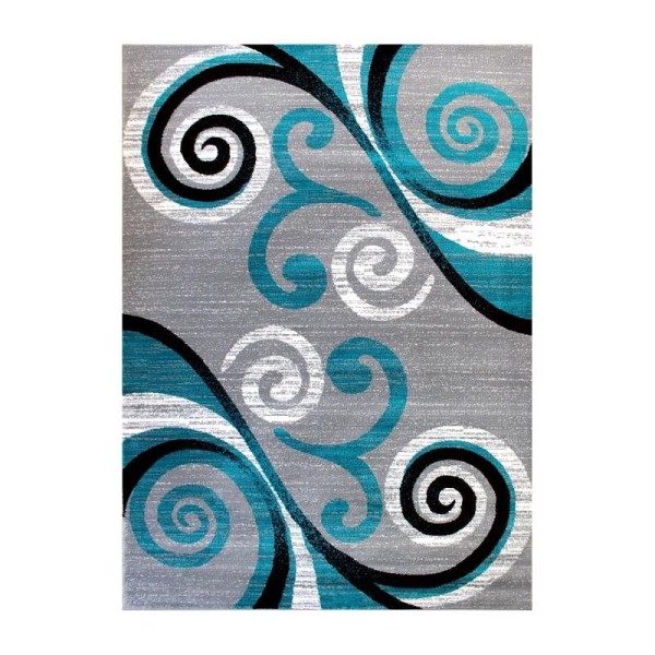 Flash Furniture Valli Collection 6' x 9' Turquoise Abstract Area Rug - Olefin Rug with Jute Backing - Hallway, Bedroom, Living Room, OKR-RG1100-69-TQ-GG