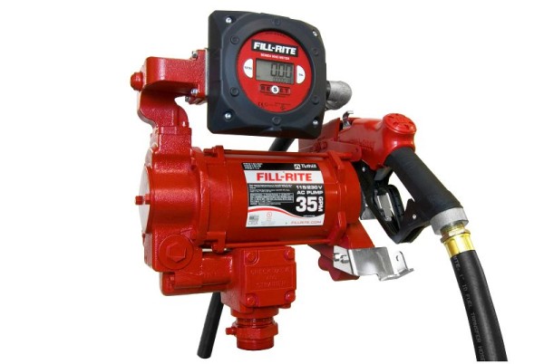 Fill-Rite 115V/230V AC 35GPM Heavy-Duty Fuel Transfer Pump with Digital Meter and Ultra Hi-Flow Auto Nozzle, FR319VB