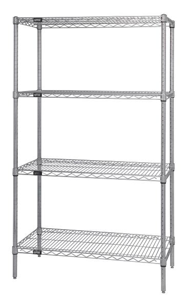 Quantum Storage Systems Wire Shelving Starter Kit, 36x12x54", 600-800Lbs capacity, (4)wire shelves and (4)posts, Chrome, NSF, WR54-1236C