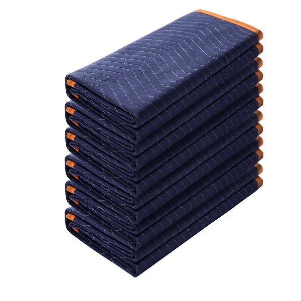VEVOR Moving Blankets, 72" x 40", Blue/Orange, Pack of 6, DCBYT72X40INTVIWNV0