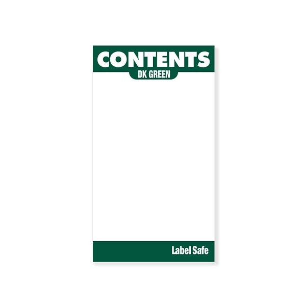 OilSafeSystem Adhesive Contents Labels 2"x3.5", Dark Green, 282103