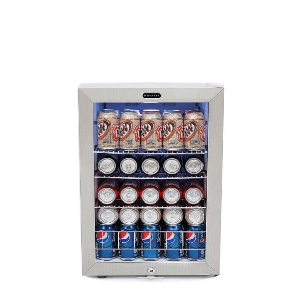 Whynter Beverage Refrigerator with Lock, Stainless Steel, 90 Can Capacity, BR-091WS