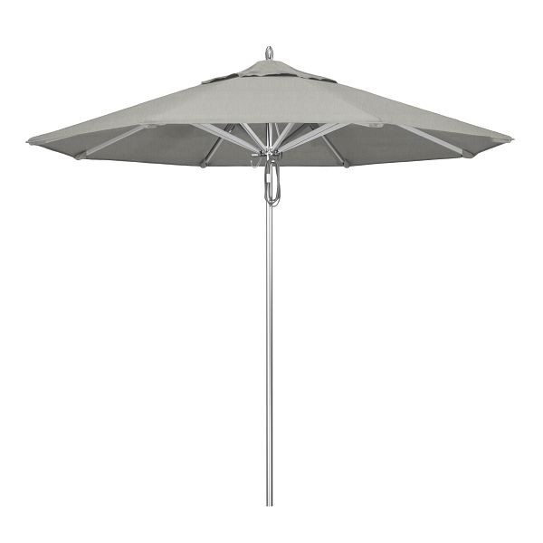 California Umbrella 9' Rodeo Series Patio Umbrella, Aluminum Ribs Deluxe Pulley Lift System, Sunbrella 1A Granite Fabric, AAT908A002-5402